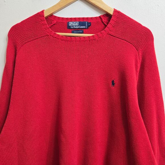 Polo Ralph Lauren Men Vtg 90s Y2K Preppy Classic Crew Neck Heavy Knit Sweater L - Picture 2 of 11